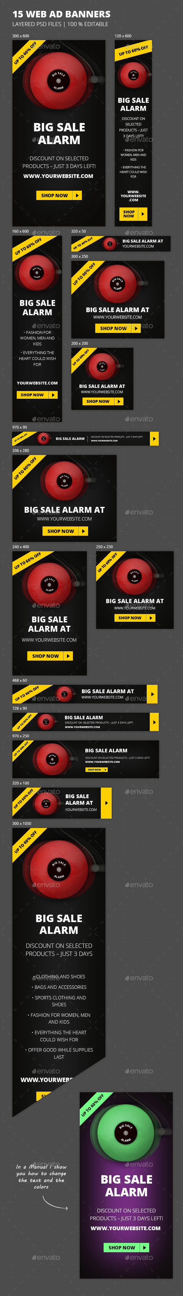 Online Marketing 'Sale Alarm' Web Banners - Banners & Ads Web Elements