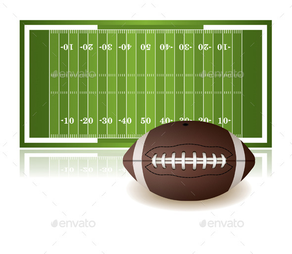 American Football Field and Ball Isolated - Sports/Activity Conceptual