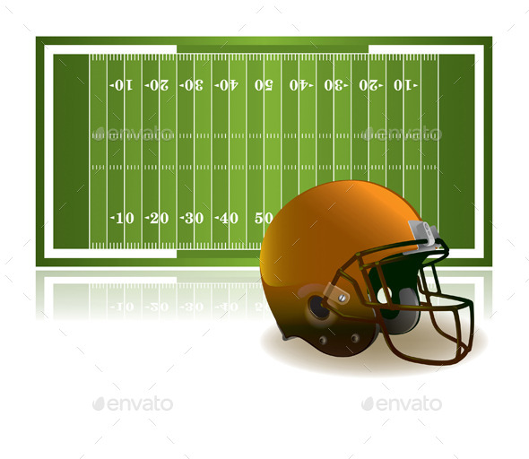 American Football Helmet and Field - Sports/Activity Conceptual