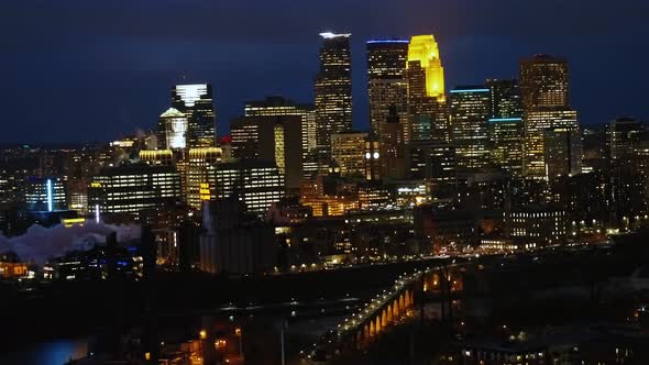 Minneapolis Skyline - Aerial at Night alt