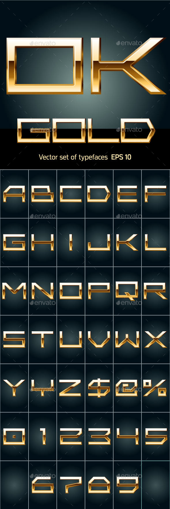 Illustration of Golden Alphabet - Decorative Symbols Decorative