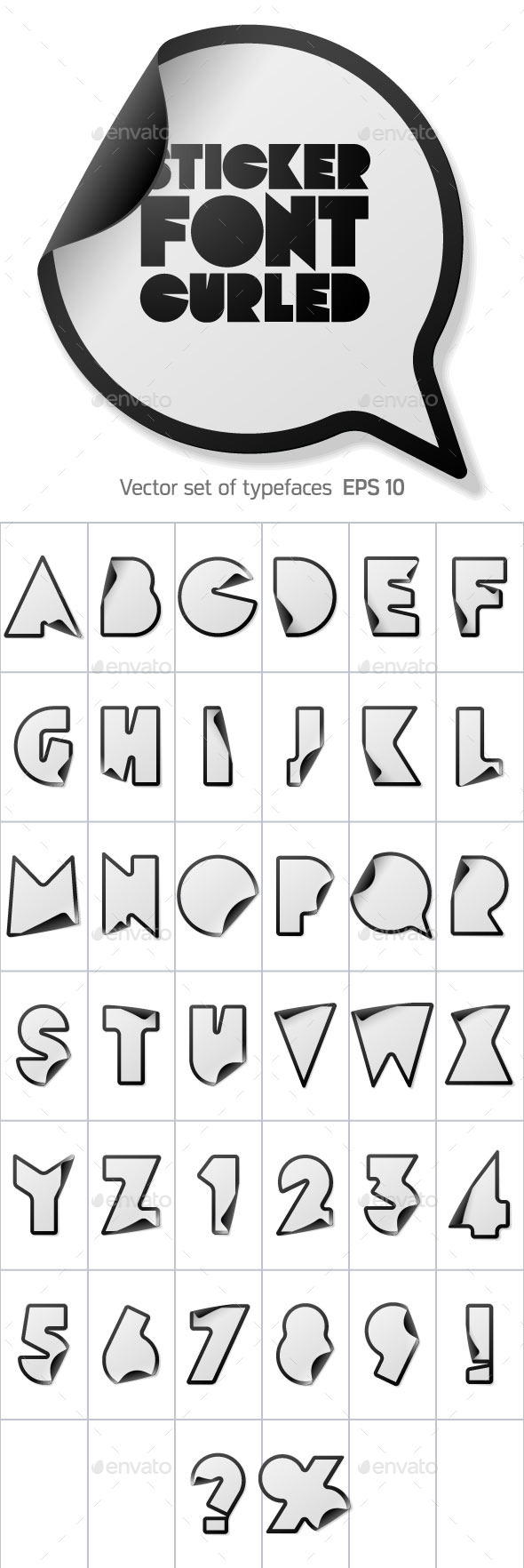 Alphabet in the Form of Stickers - Borders Decorative