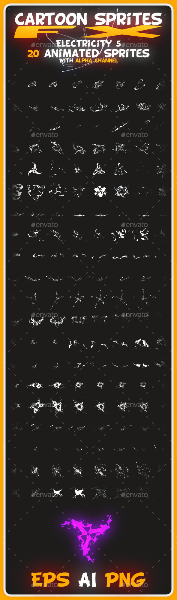 Cartoon Sprites FX (Electricity 5) - Sprites Game Assets