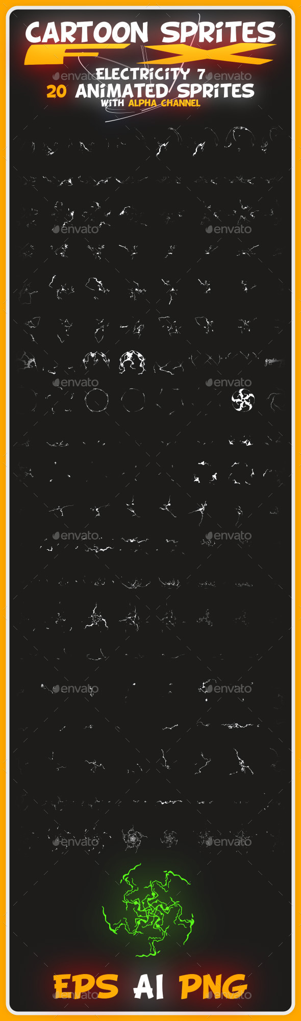 Cartoon Sprites FX (Electricity 7) - Sprites Game Assets
