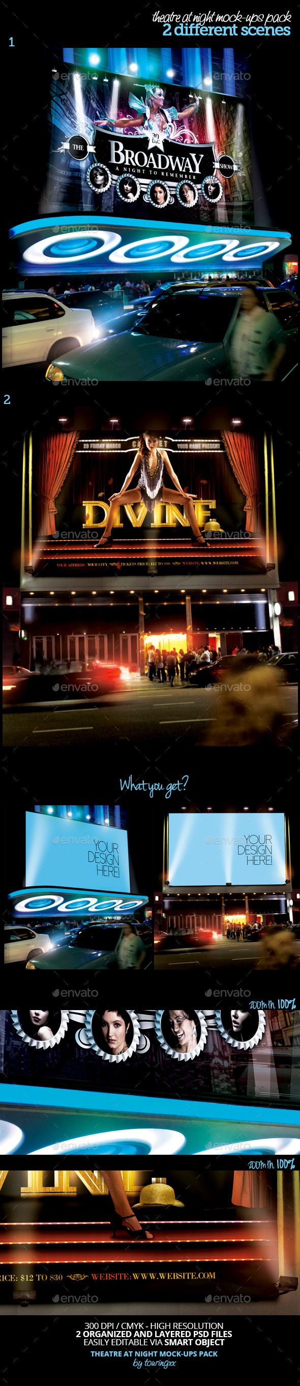 Theatre At Night Mock-Ups Pack - Product Mock-Ups Graphics