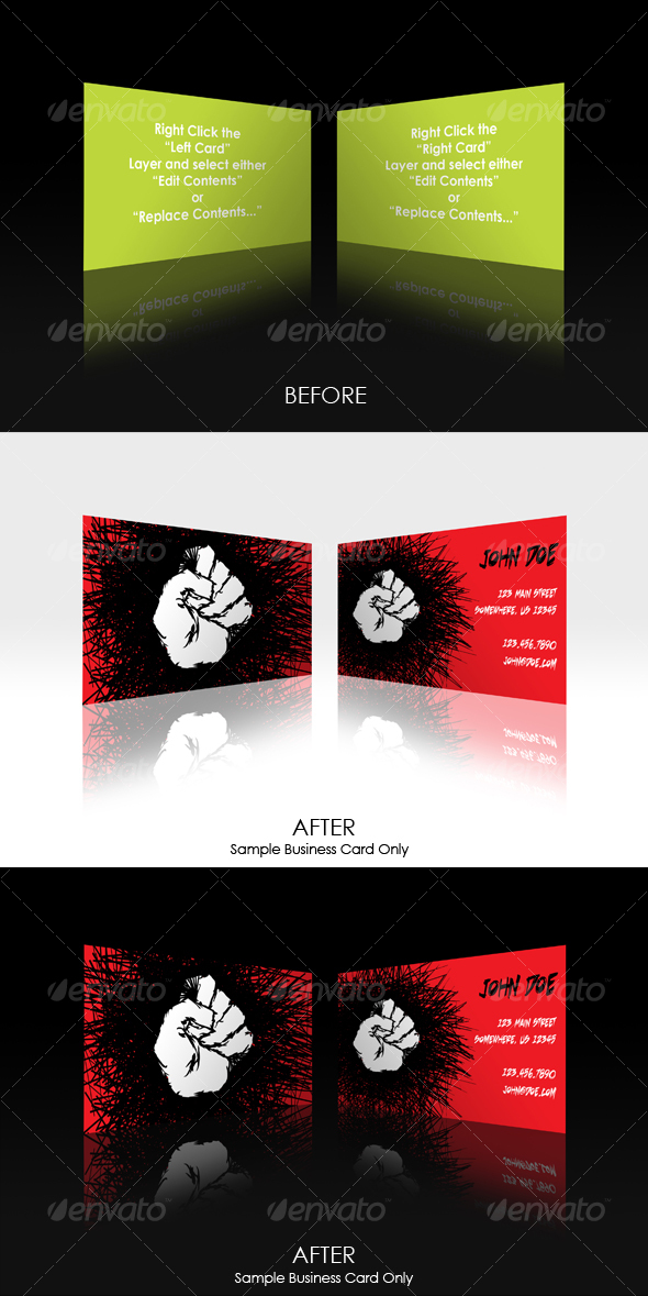 Horizontal Business Card 3D Rendering - Business Cards Print