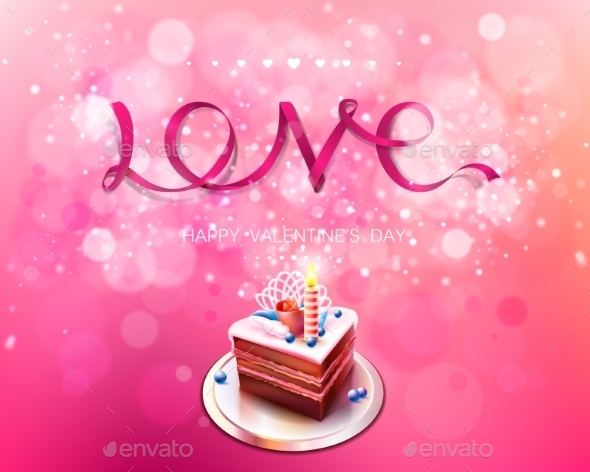 Love Pink Ribbon with Cake Background - Birthdays Seasons/Holidays