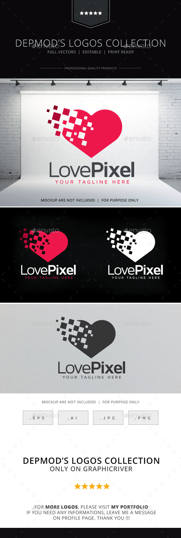 Love Pixel Logo - Symbols Logo Templates