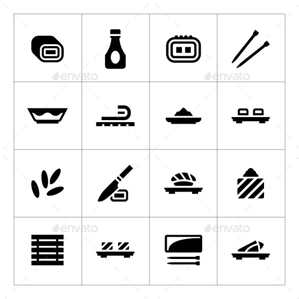 Set Icons of Sushi - Food Objects