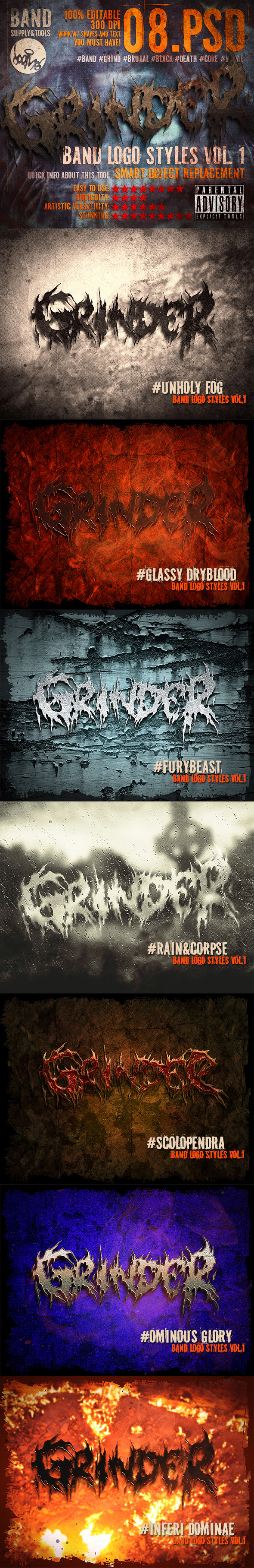 BRUTAL DEATH GRIND CORE BAND LOGO TEXT EFFECTS STYLES Vol.1 - Text Effects Styles