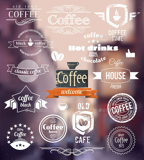 Coffee Badges Old Town Stamp Concept - Food Objects