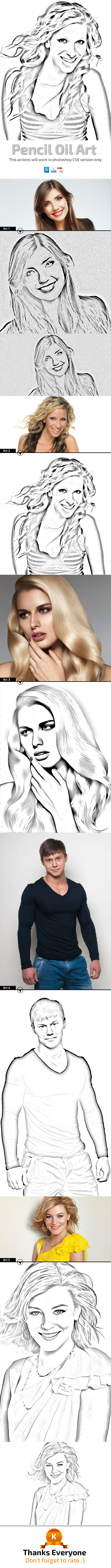 Pencil Oil Art - Photo Effects Actions