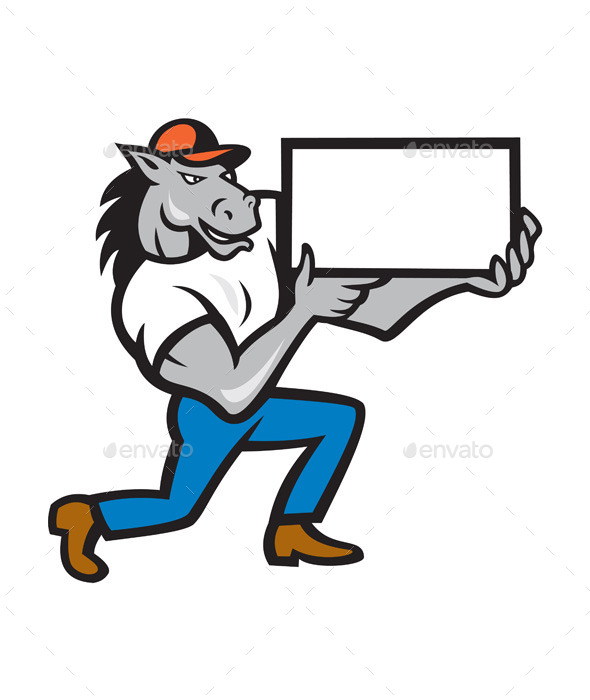 Horse Kneeling Presenting Cartoon - Animals Characters