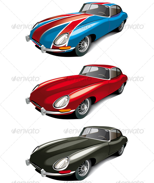Retro english sport cars set - Retro Technology