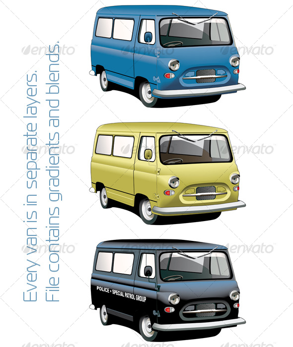 Old-fashioned van set - Retro Technology