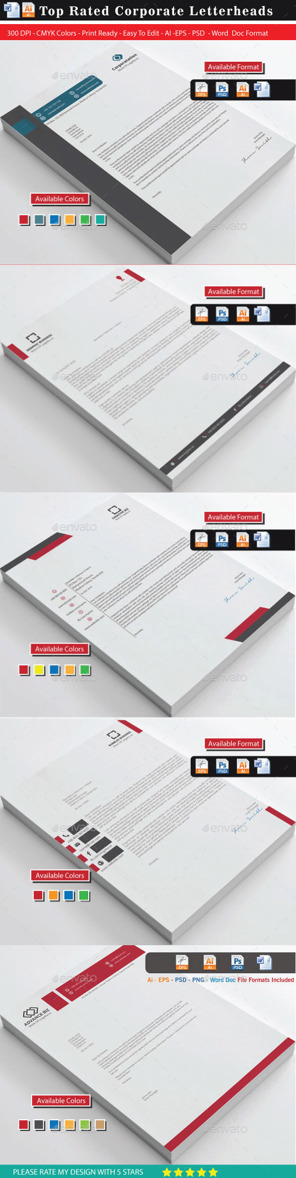 94 Top Rated Corporate Letterhead Bundle 1 - Stationery Print Templates