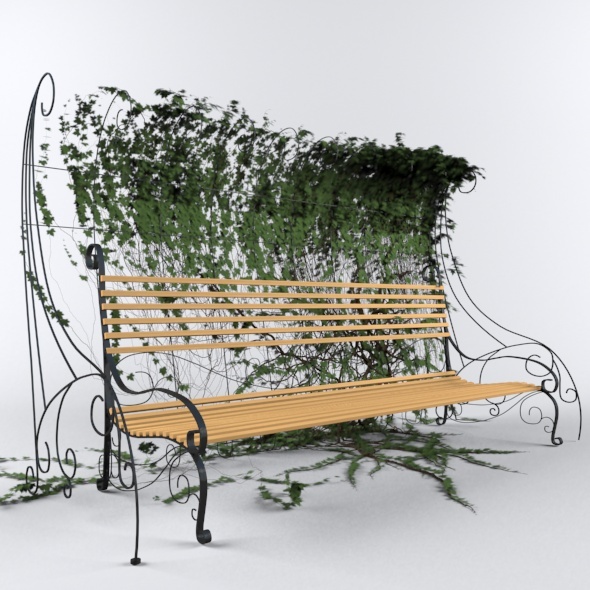 Bench with Hedgegrow - 3Docean 10105917