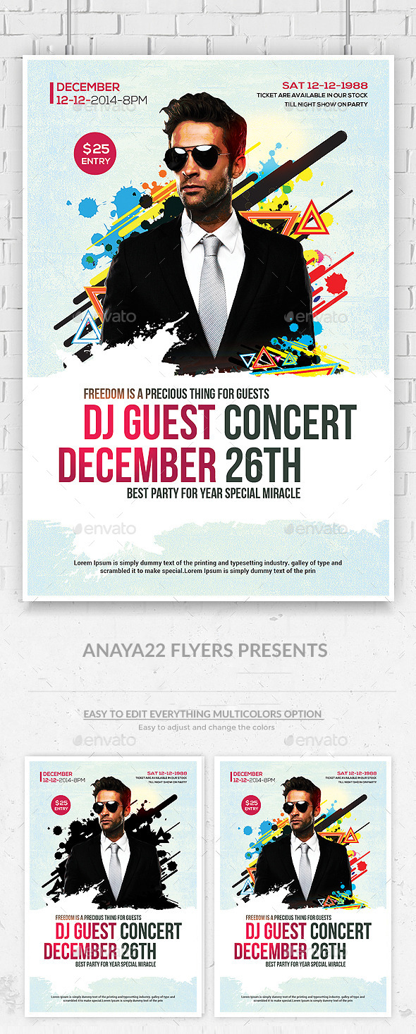 Electro House Music DJ Flyer Template - Clubs & Parties Events