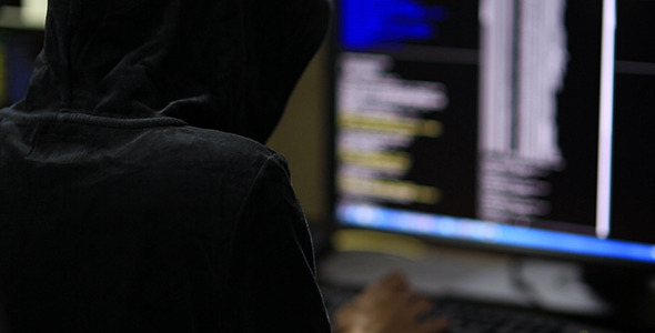 Hacker in Hood  Typing on Keyboard 5 alt