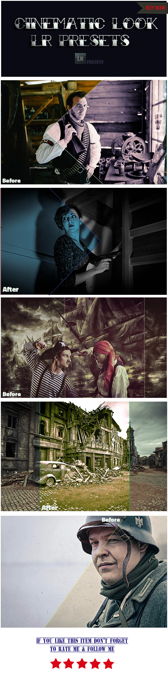 5 Cinematic Look Presets - Photo Effects Actions