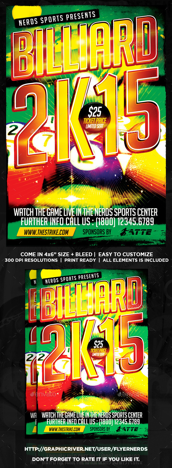 Billiard 2K15 Sports Flyer - Sports Events
