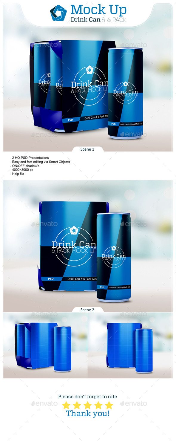 Download Drink Can & 6 Pack Mock up by QalebStudio | GraphicRiver