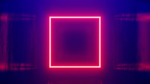 Abstract seamless loop of 3D render neon square.