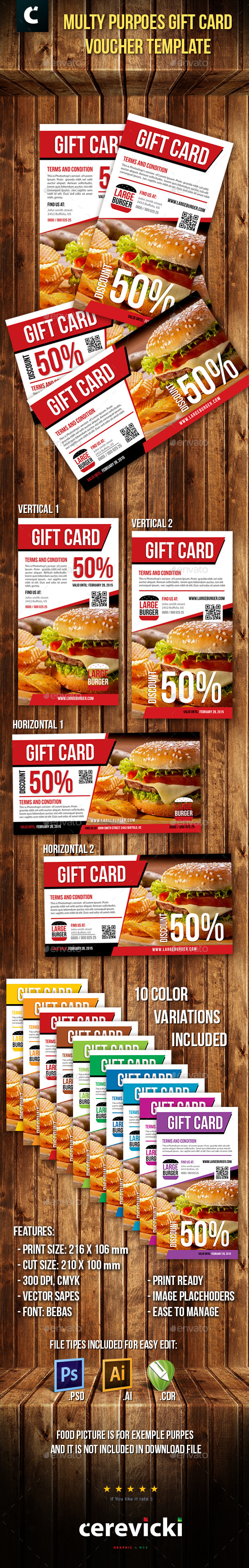 Gift Card - Voucher template - Cards & Invites Print Templates