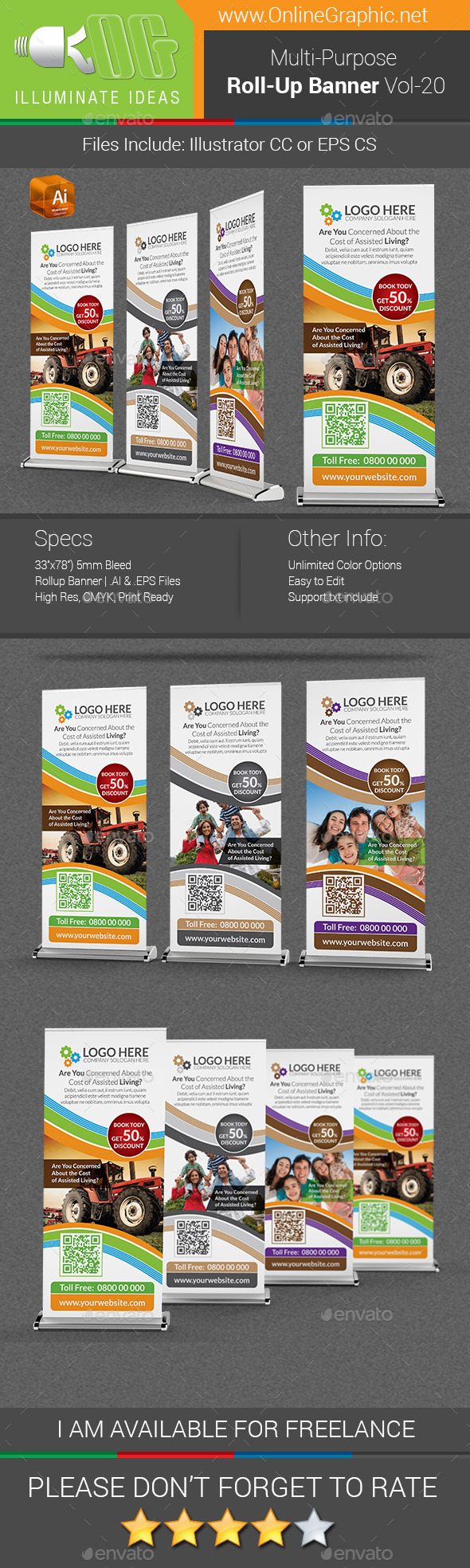 Multipurpose Business Roll-Up Banner Vol-20 - Signage Print Templates
