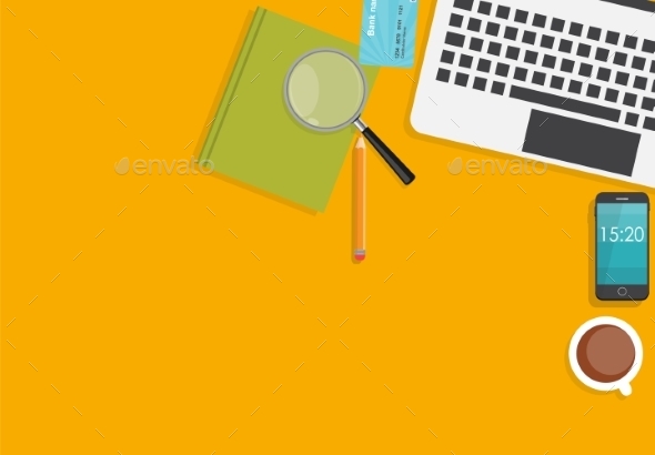 Working Place Modern Office Interior Flat Design - Web Technology