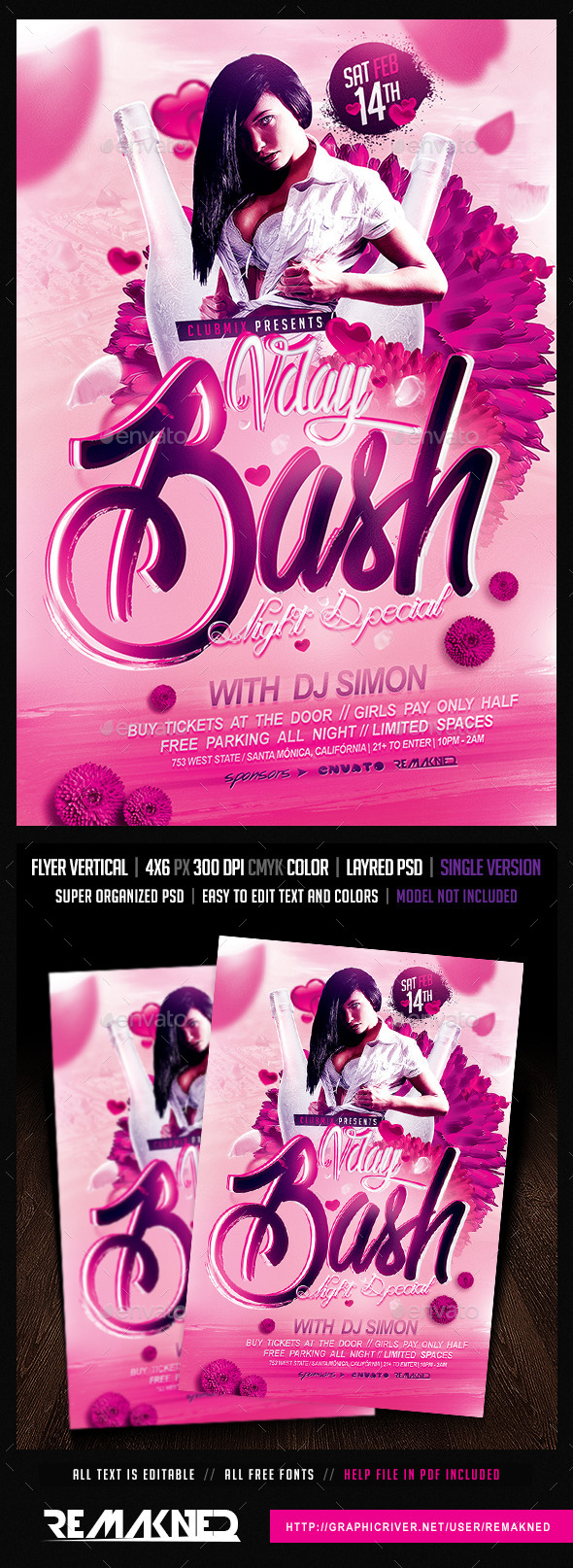 Vday Bash | Flyer Template PSD - Clubs & Parties Events