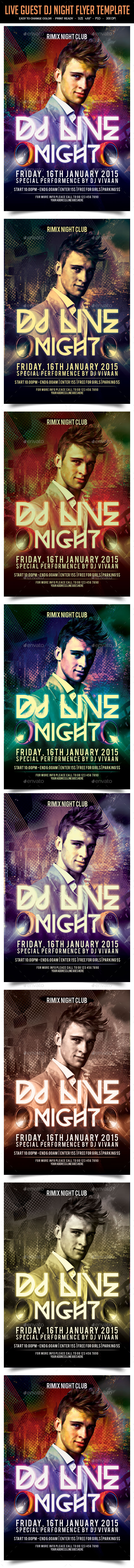 Live Dj Night Party Flyer Template - Clubs & Parties Events