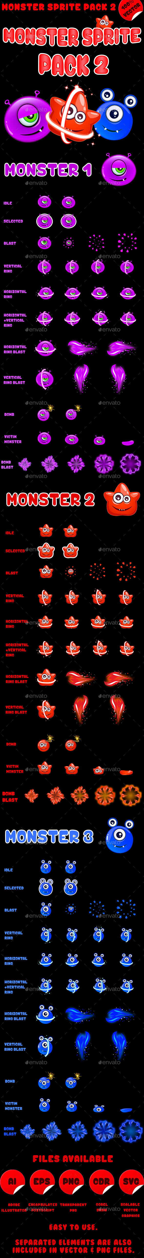 Monster Sprite Pack 02 - Sprites Game Assets