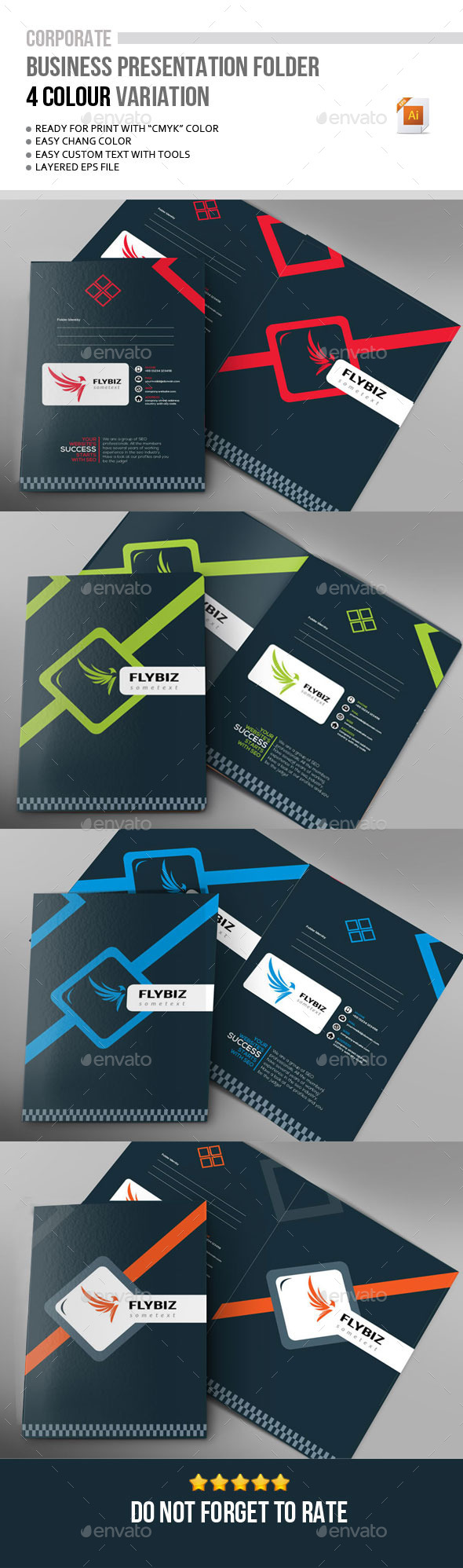 FlyBiz Corporate Presentation Folder - Stationery Print Templates