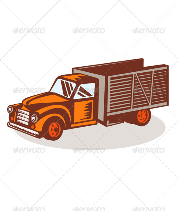 Vintage Farm Pickup Truck Retro Style - Objects Vectors