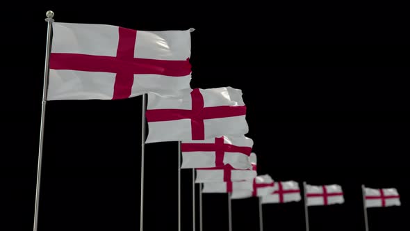 England  Row Flag With Alpha E
