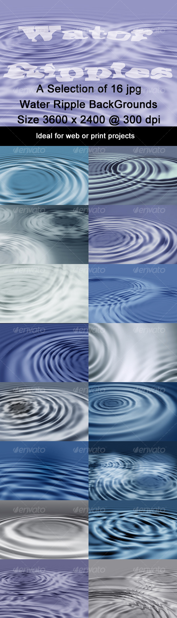 Water Ripples Background Pack - Backgrounds Graphics