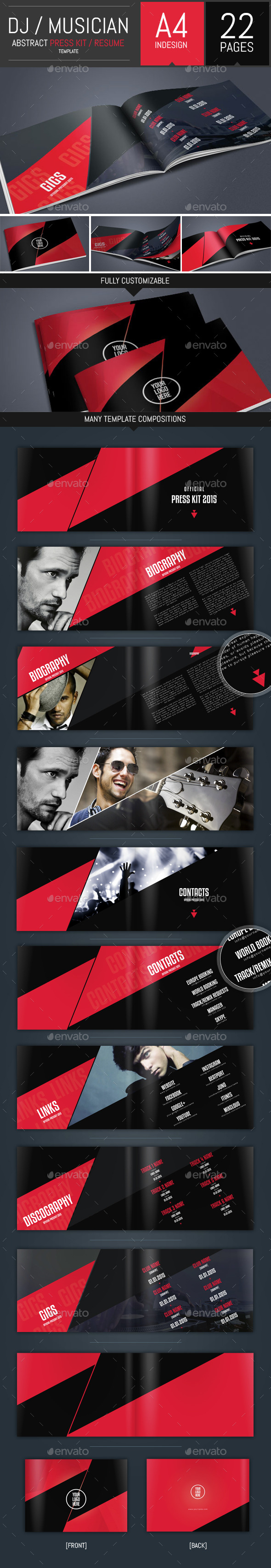 Dj and Musician Press Kit / Resume Template - Brochures Print Templates