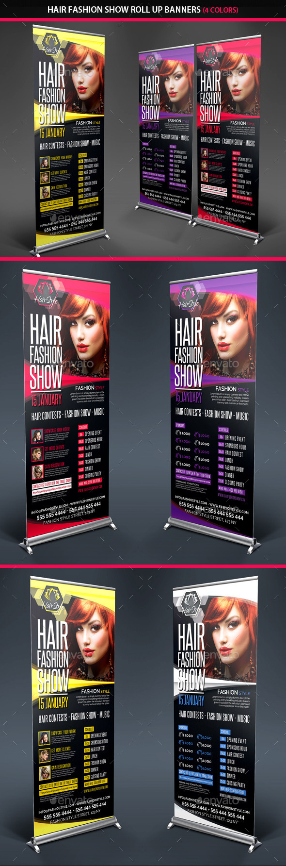 Hair Fashion Show Promotion Roll Up Banners - Signage Print Templates