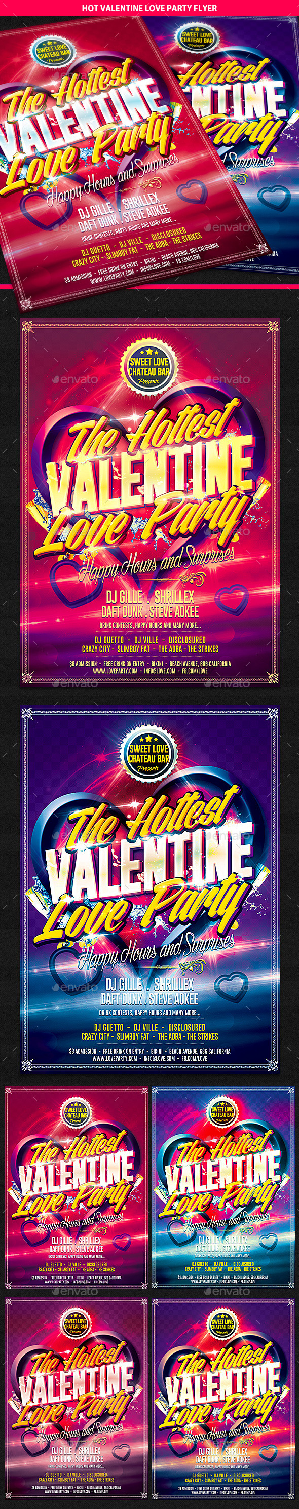 Hot Valentine Love Party Flyer - Clubs & Parties Events