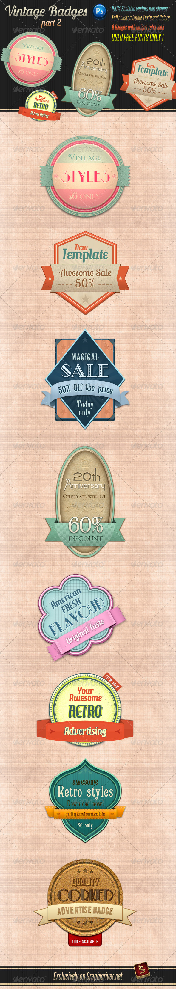 Retro Vintage Badges - Part 2 - Badges & Stickers Web Elements