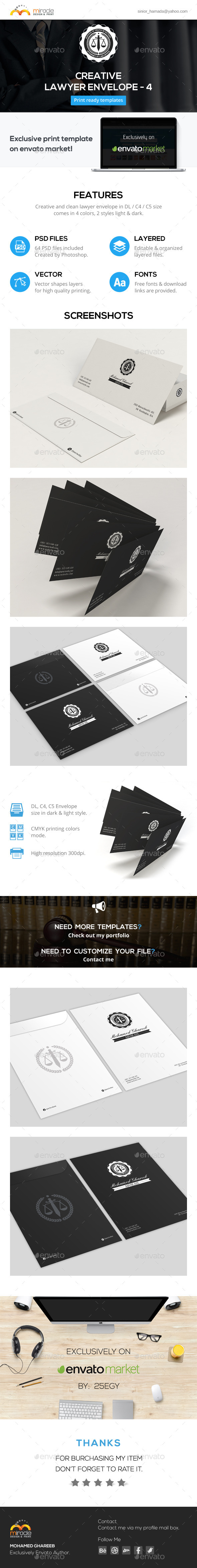 Creative Lawyer Envelope #4 - Stationery Print Templates