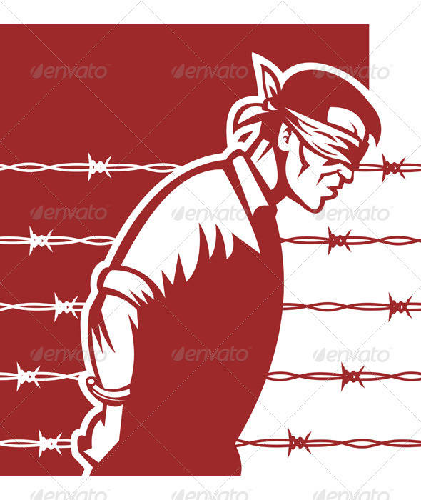 Prisoner Of War POW Bliinfolder And Tied