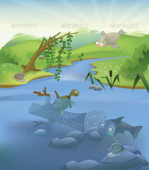 Vector landscape with animals - Landscapes Nature