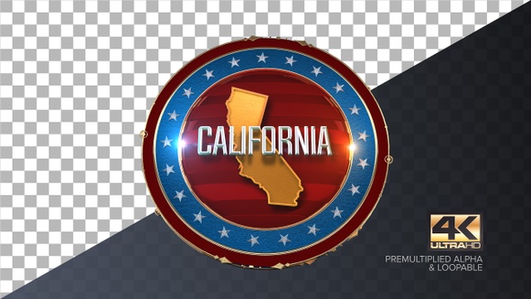 California United States of America State Map with Flag 4K
