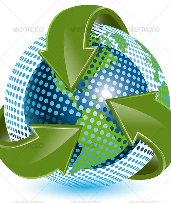 Globe and green arrows - Web Elements
