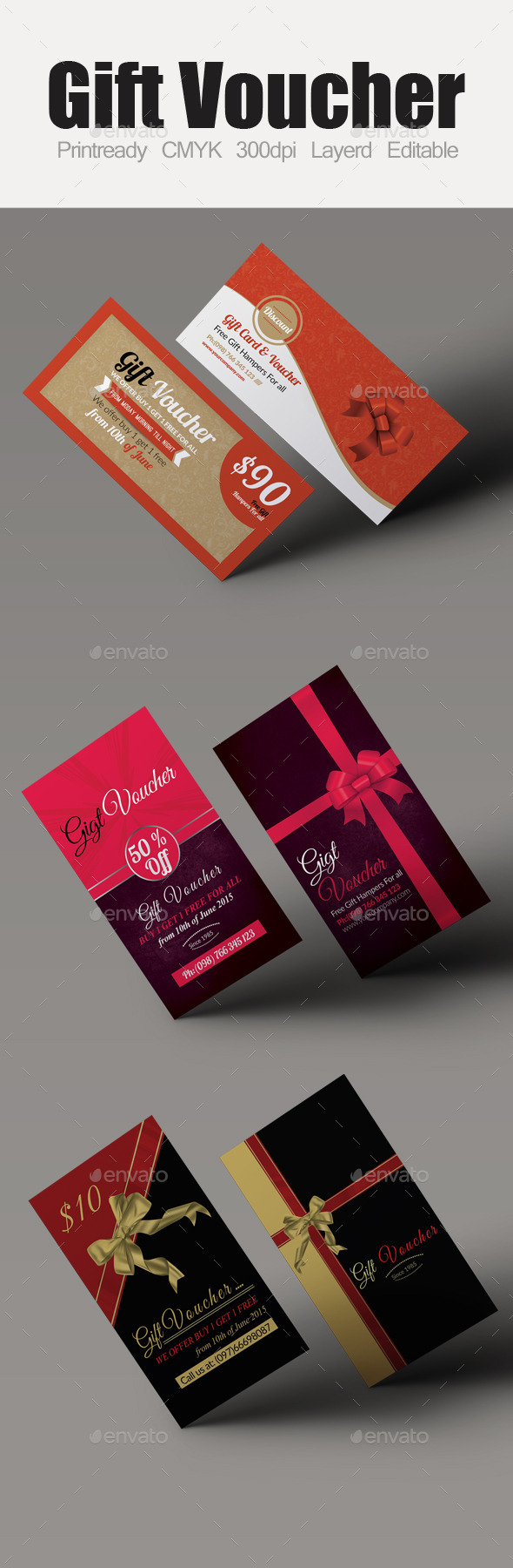 Multi Use Business Gift Voucher Bundle - Cards & Invites Print Templates
