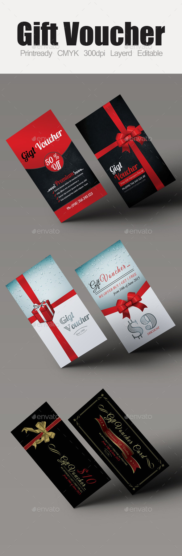 Multi Use Business Gift Voucher Bundle - Cards & Invites Print Templates