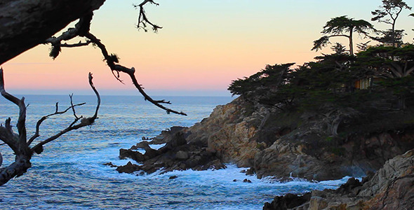 Cliffs at Pebble Beach Framed by Branches alt