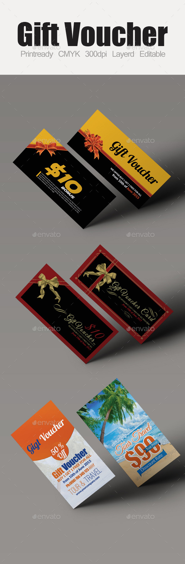 Multi Use Business Gift Voucher Bundle - Cards & Invites Print Templates